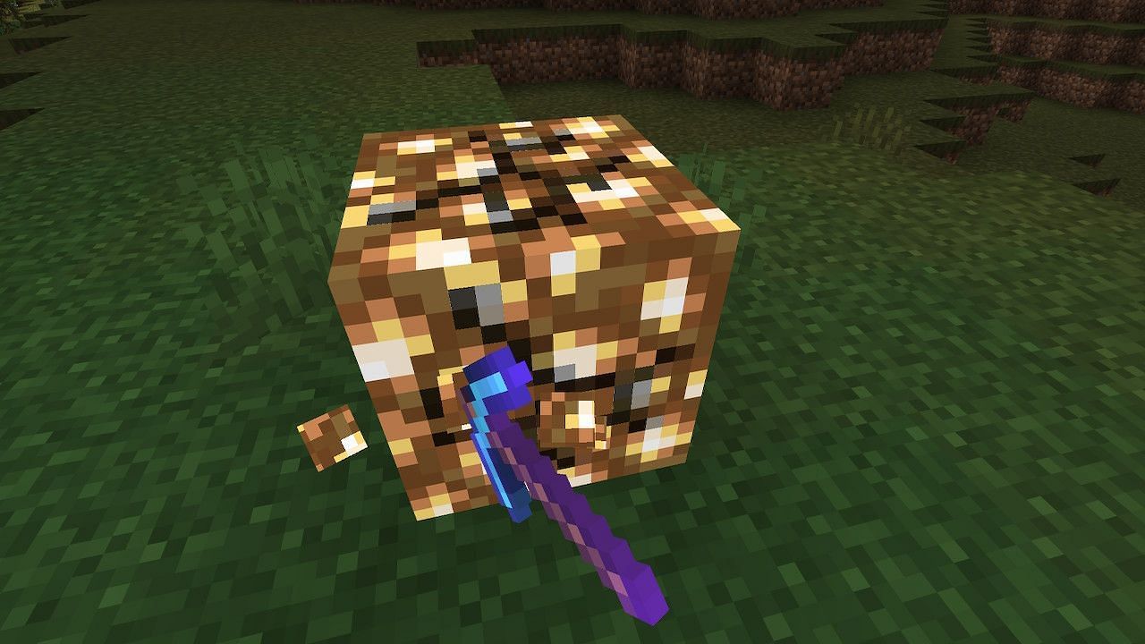 Players can use silk touch to mine glowstone and keep its glowing properties (Image via Minecraft)