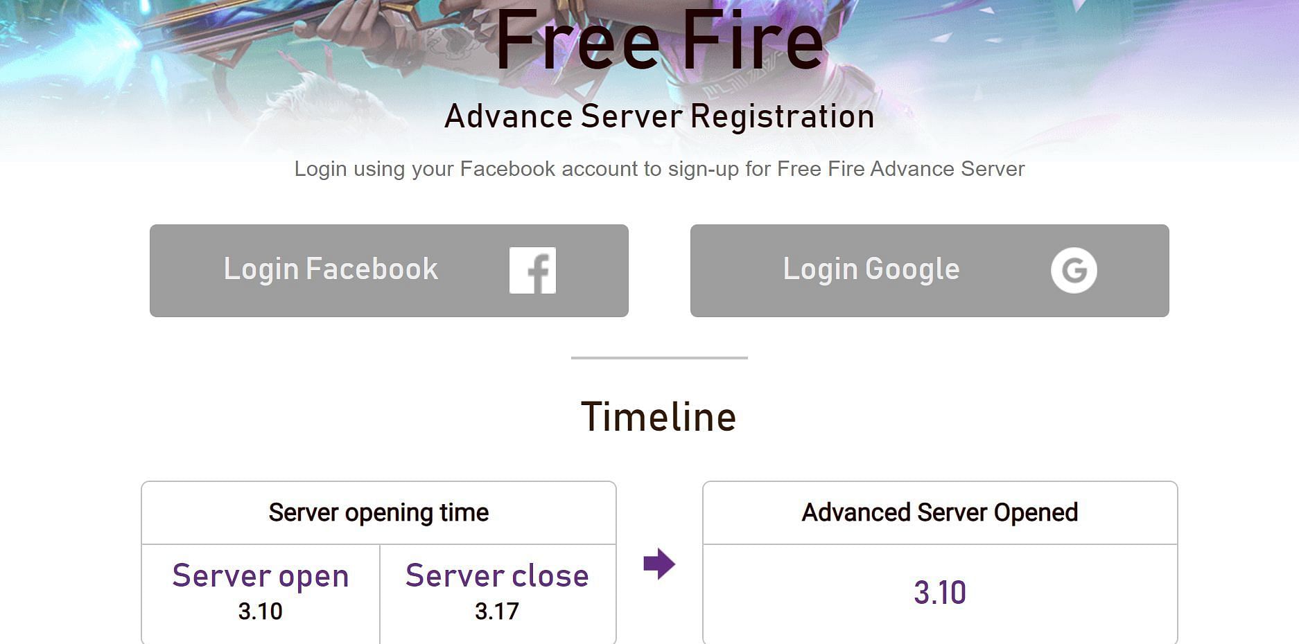 free fire advance server facebook login problem