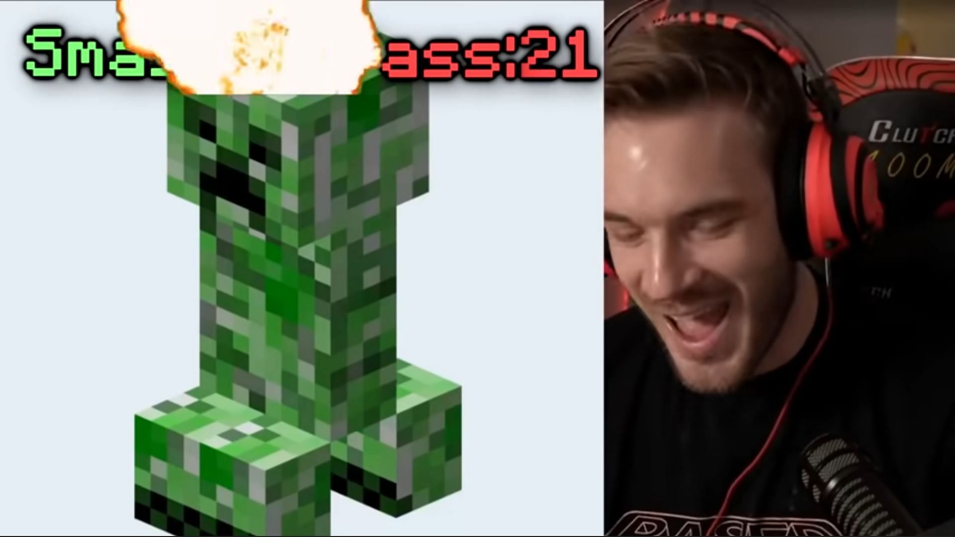 He hits smash on the creeper (Image via PewDiePie Highlights/YouTube)