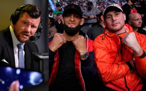 Michael Bisping (left); Khamzat Chimaev (center); Darren Till (right)