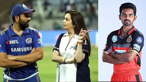 Mumbai Indians signed former Royal Challengers Bangalore player Murugan Ashwin (R) at the IPL Mega Auction 2022