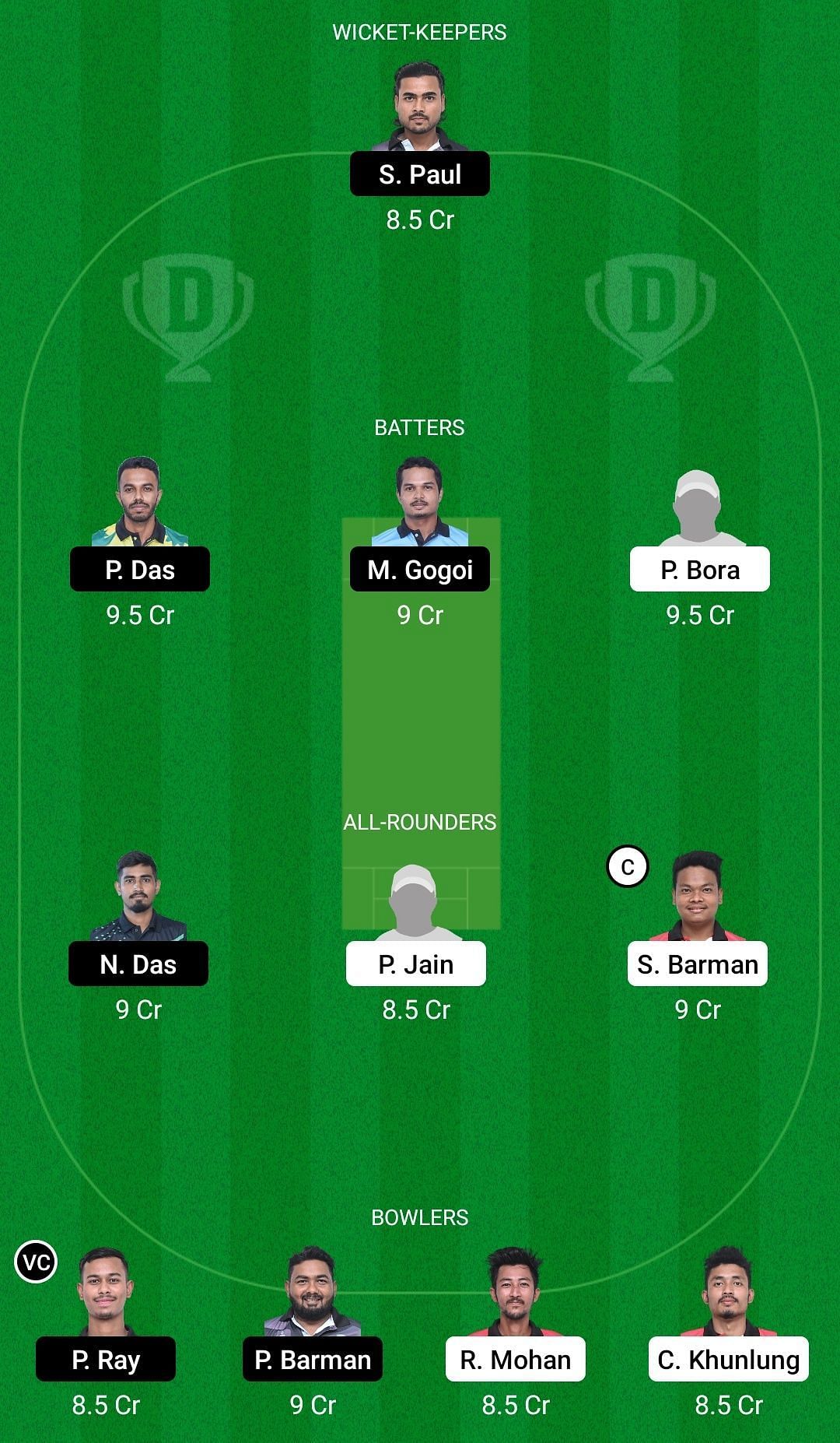 Dream11 Team for Sonari Town Club vs Club Triranga - Assam Premier Club T20 Championship 2022.