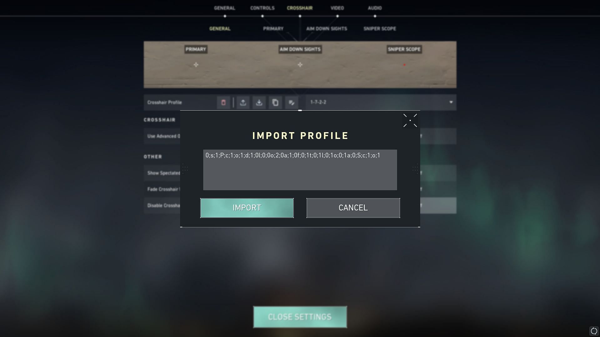 Import option highlighted after pasting the code (Image via Riot Games)