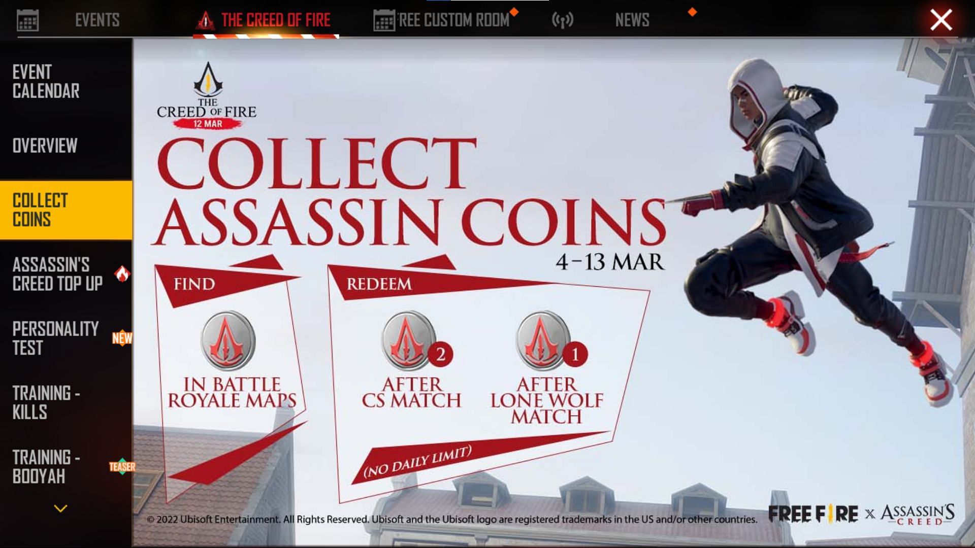 The coins can also be obtained in-game (Image via Garena)