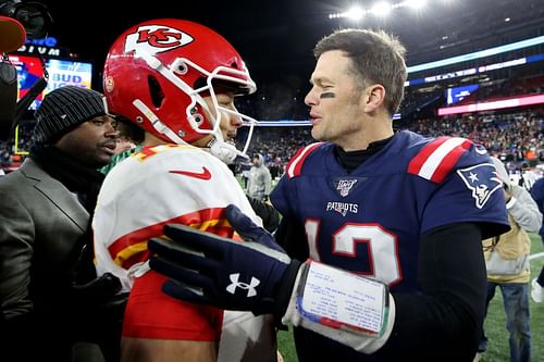 Quarterbacks Patrick Mahomes and Tom Brady