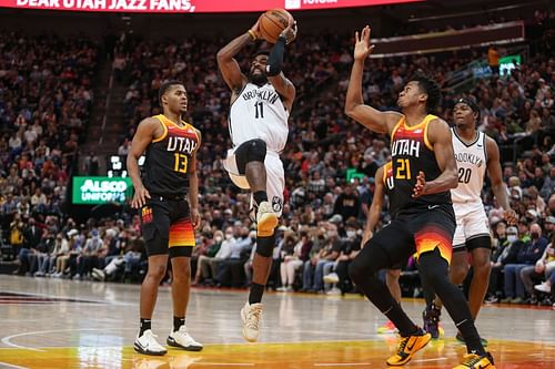 Kyrie Irving (#11) of the Brooklyn Nets in action vs Utah Jazz - 2021-22 NBA season