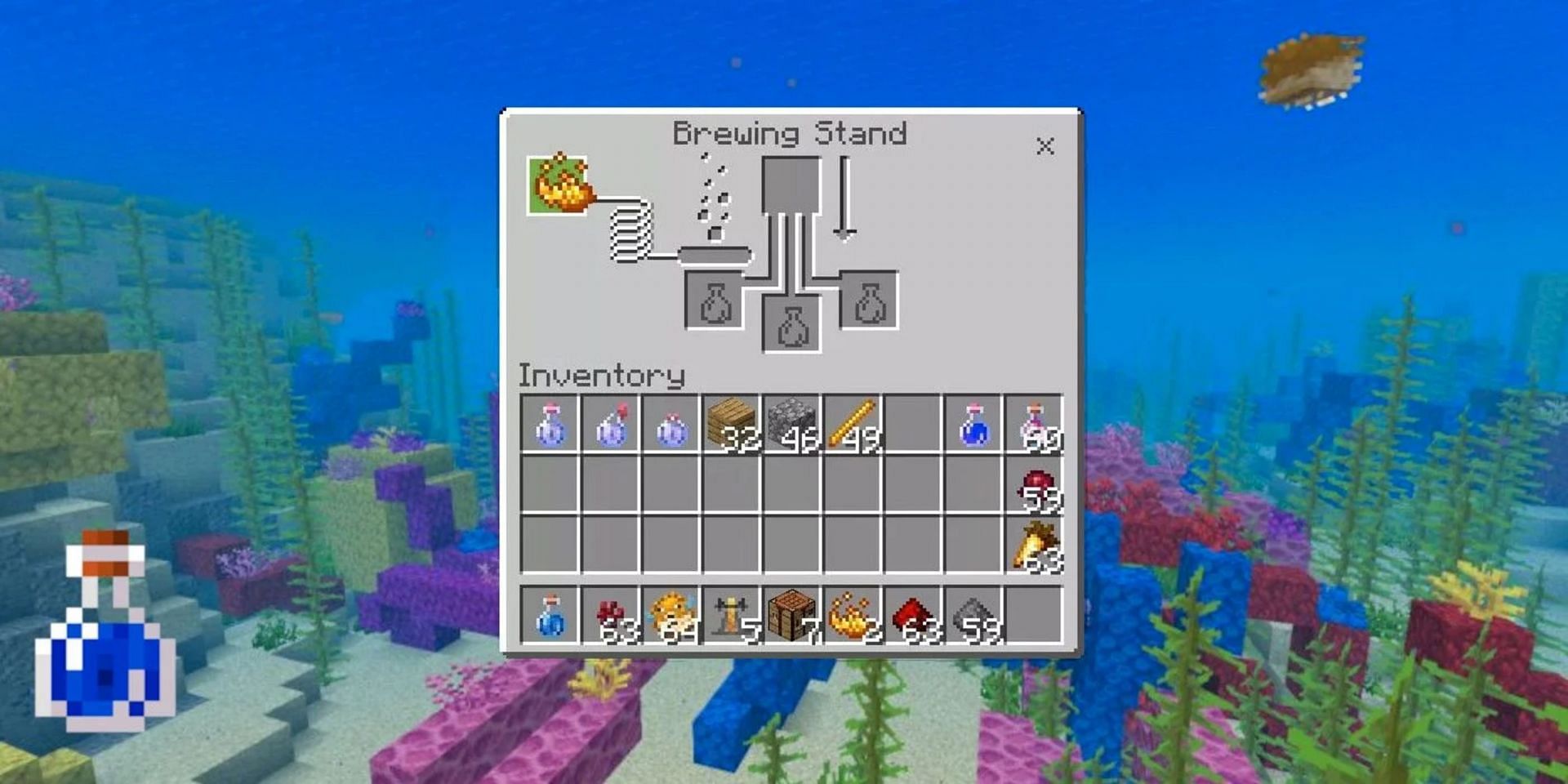 Potions of water breathing are a huge help when exploring the game&#039;s ocean biomes (Image via Mojang)