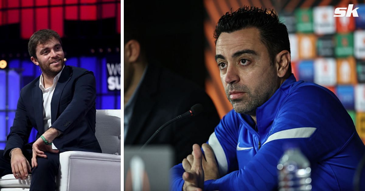 Xavi (right) could be set to lure Raphinha to Barcelona.