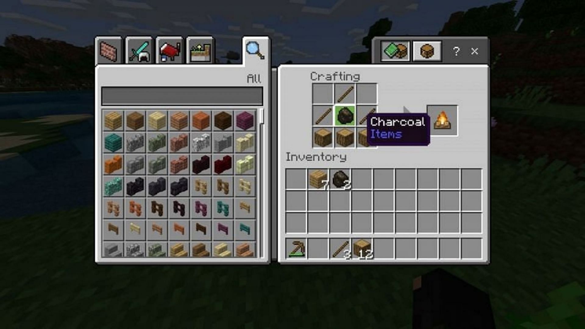 Charcoal can be used in a campfire recipe (Image via Mojang)