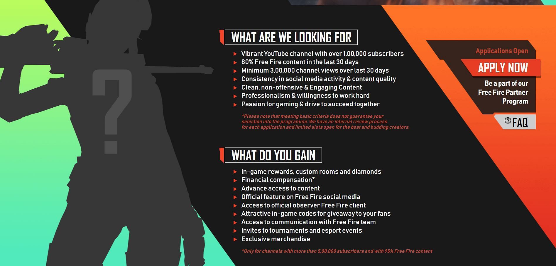 The requirements and perks of this program (Image via Garena)