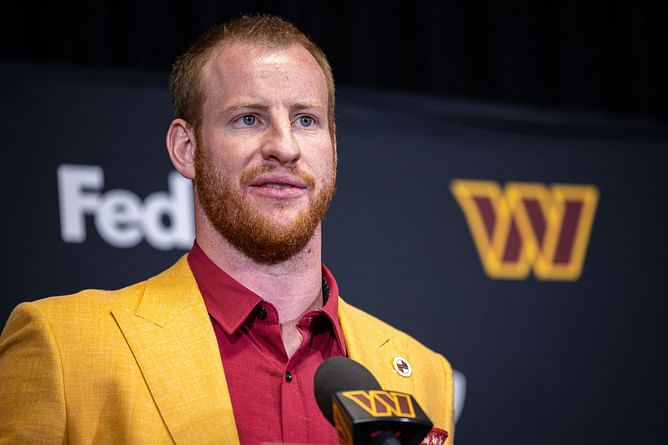 "Just cracked my screen"- Commanders fans have hilarious reactions to Carson Wentz uniform reveal