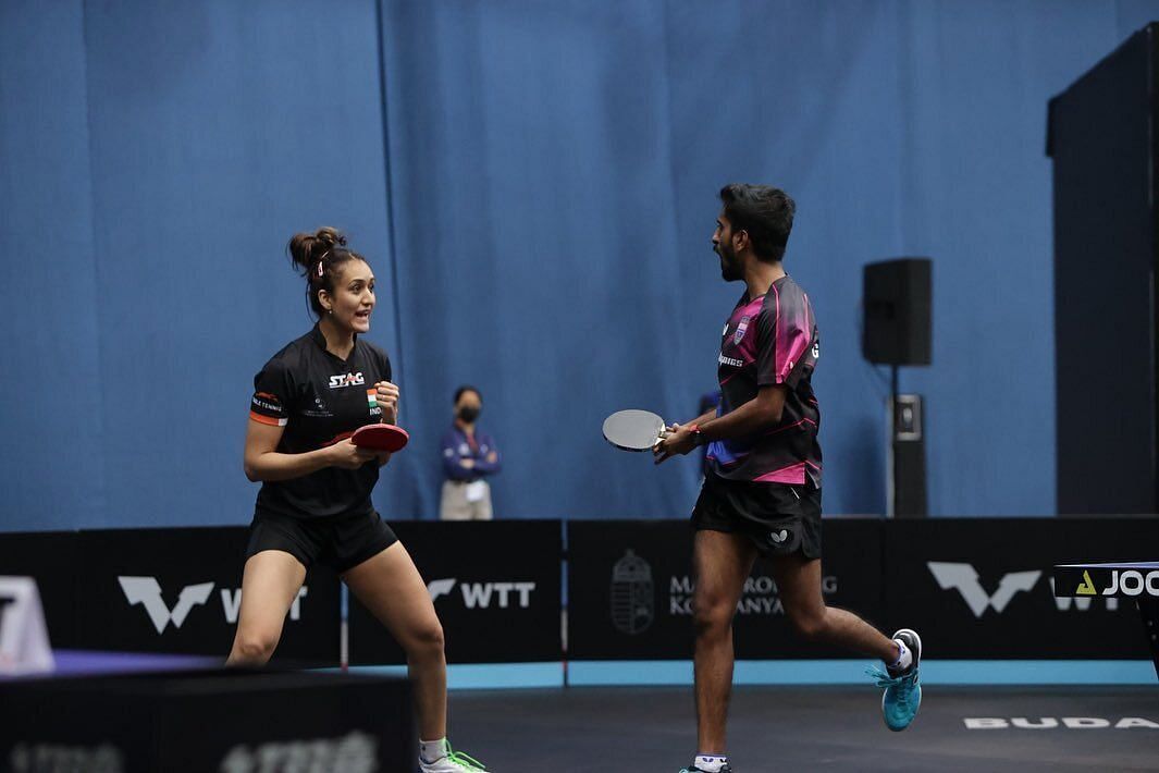 Sathiyan Gnanasekaran (right) and Manika Batra. (PC: WTT/ITTF)