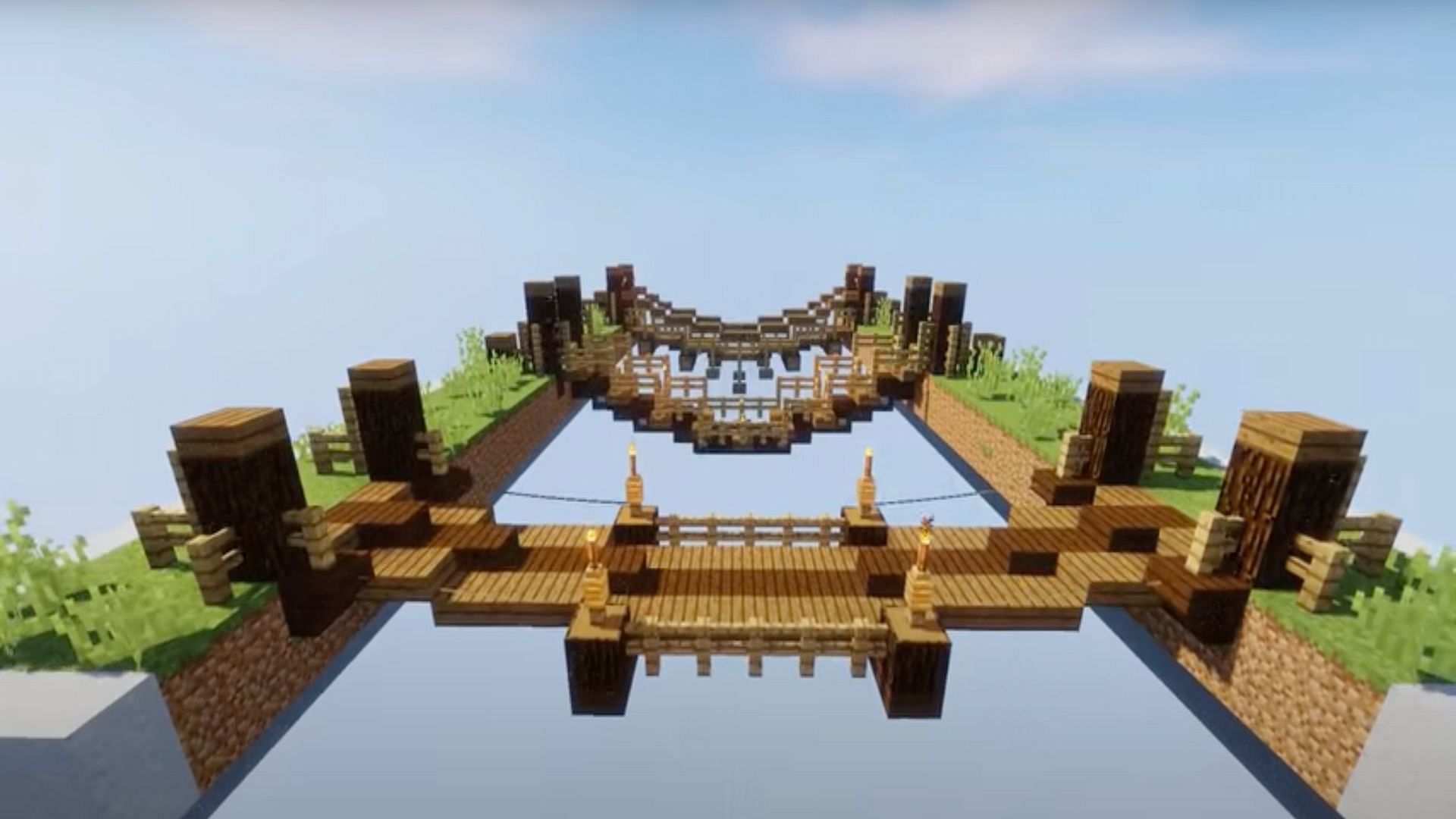 Les ponts de corde sont un concept simple, mais peuvent être exécutés de différentes manières pour un look unique (Image via JayLythical/YouTube)