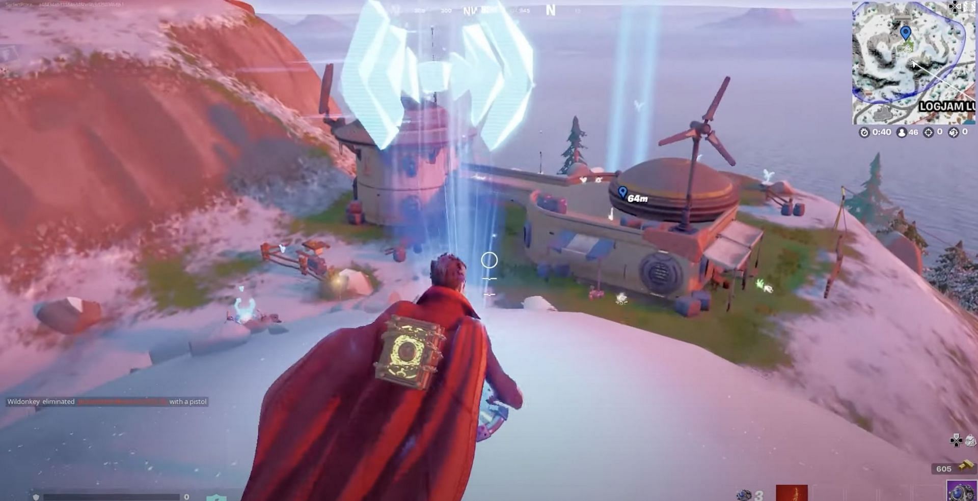 Setting up the Device Uplink in a Seven Outpost in Fortnite (Image via Perfect Score/YT)