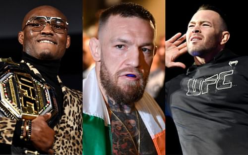 Kamaru Usman (left); Conor McGregor (center); Colby Covington (right)