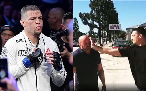 Nate Diaz (L); screenshot of the viral slap video (via. Instagram/NateDiaz)