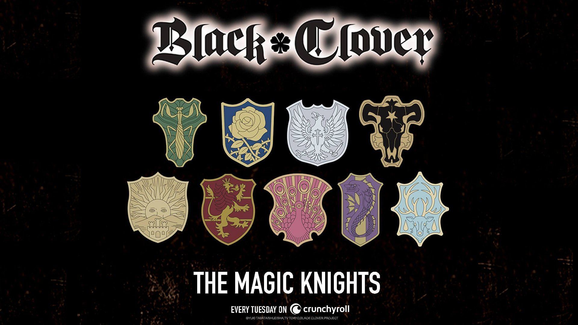 The logos for each Magic Knight Squad (Image via Twitter user @BlackClover_EN)