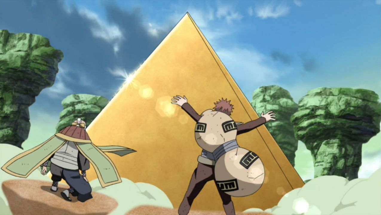 Gaara using sealing technique in the Naruto series (image via Pierrot)