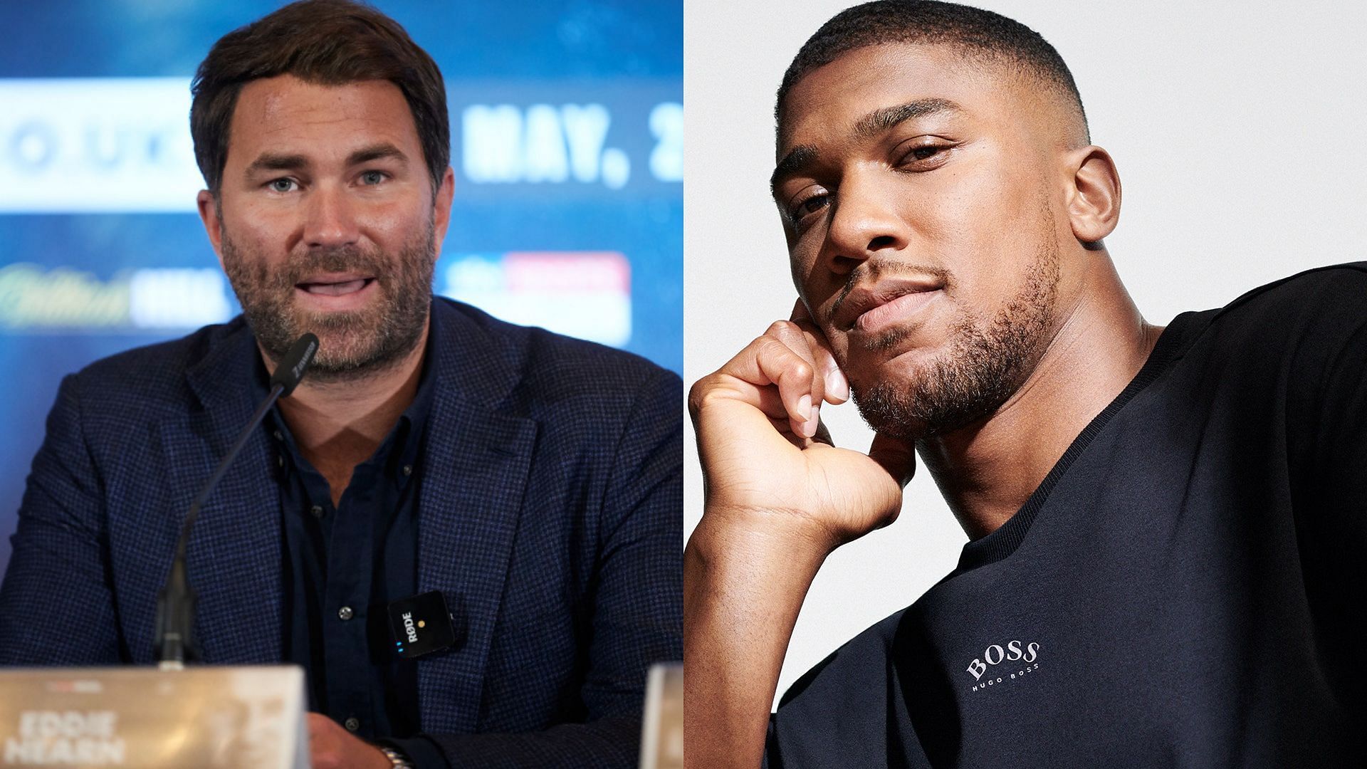 Eddie Hearn (left) and Anthony Joshua (right)