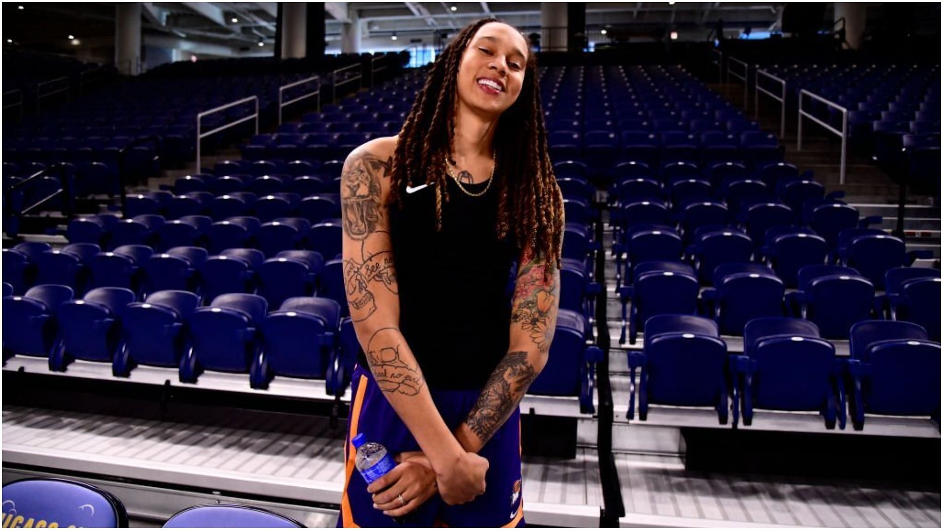 Brittney Griner&#039;s mugshot was recently released by a Russian news channel (Image via Barry Gossage/Getty Images)