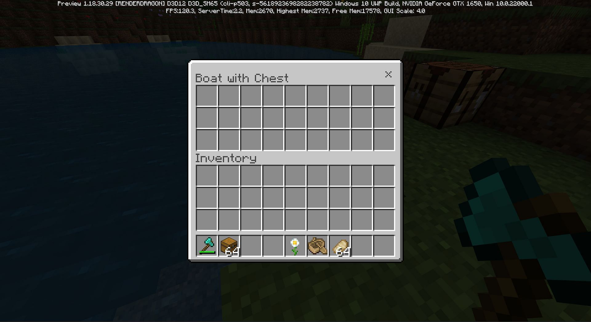 Crouch while using the item to open the chest (Image via Mojang)
