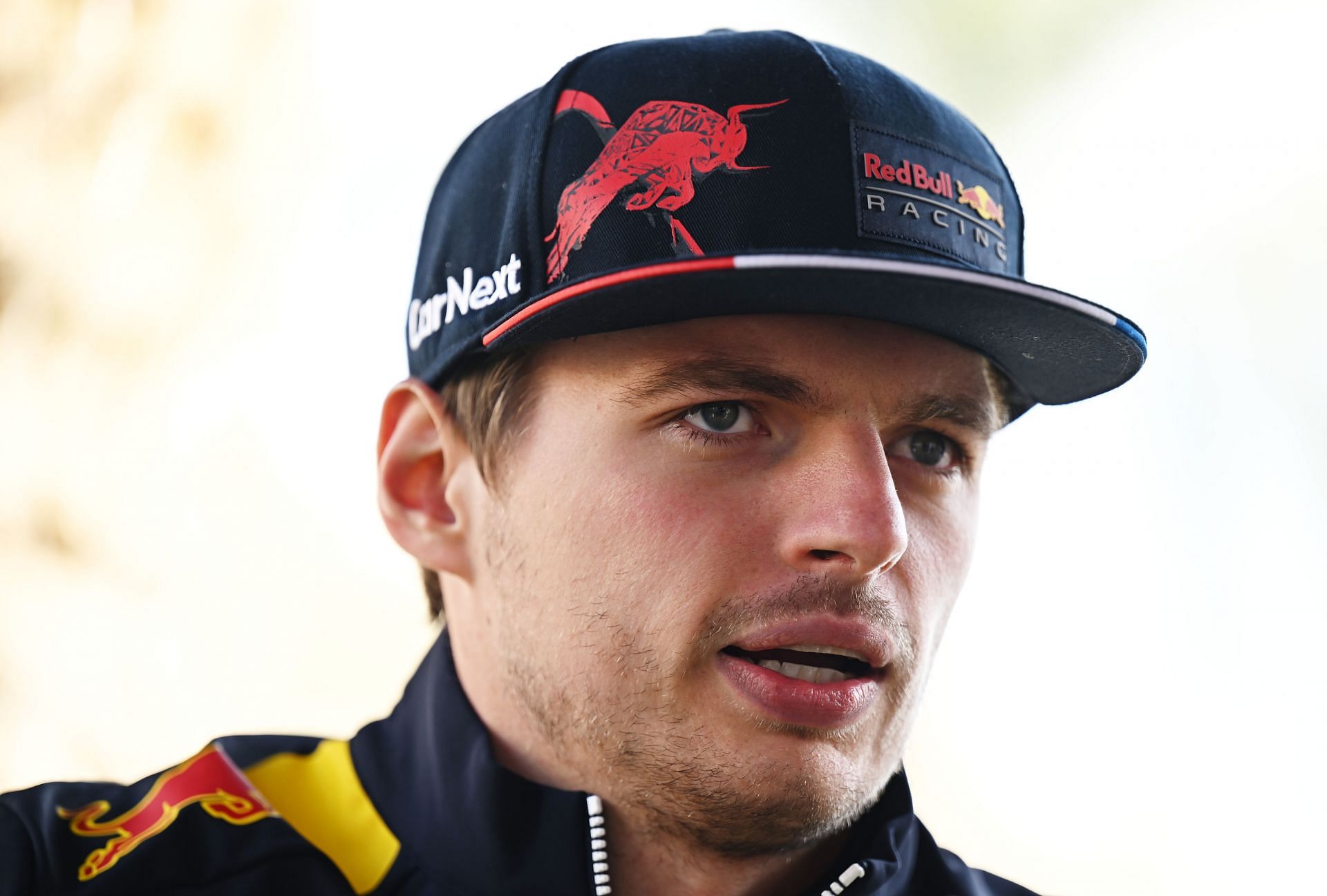 Max Verstappen looks on in the Paddock during previews ahead of the F1 Grand Prix of Bahrain (Photo by Clive Mason/Getty Images)