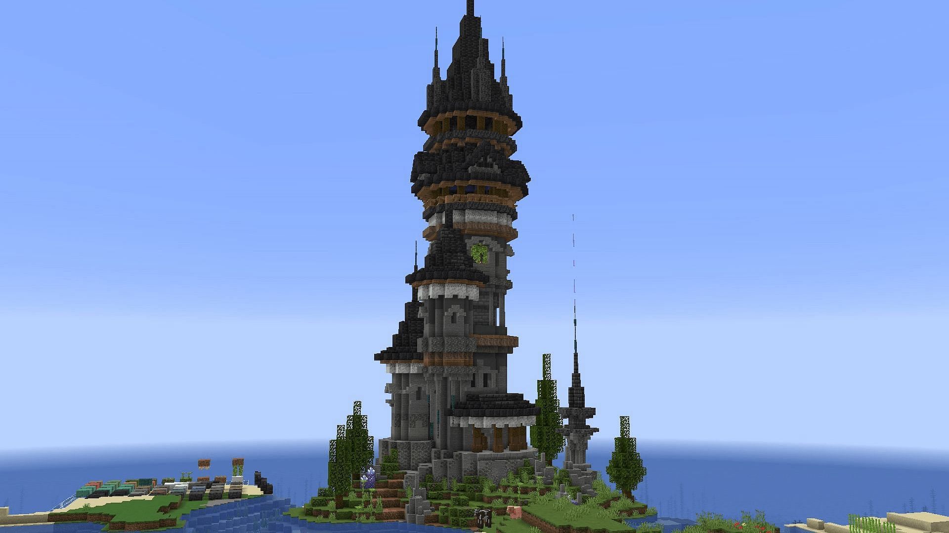 Minecraft gamers can build a wizard tower and have a safe place to practice their enchanting (Image via PearlescentMoon/Twitter)
