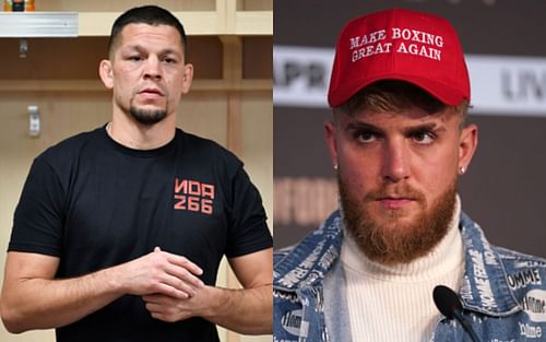 Nate Diaz (left); Jake Paul (right)