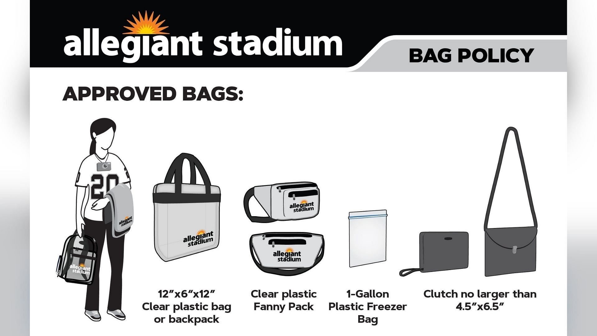 Approved bags at the venue (Image via Allegiant Stadium website)