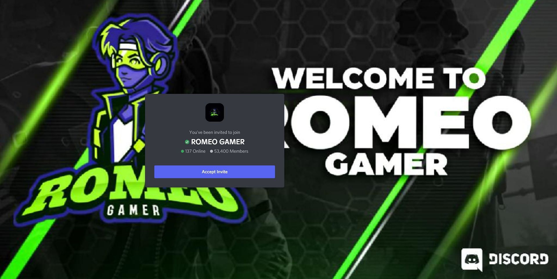 Romeo Gamer&#039;s Discord server (Image via Discord)