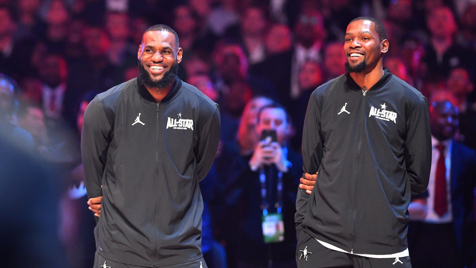 LeBron James, left, and Kevin Durant at the 2022 All-Star Weekend