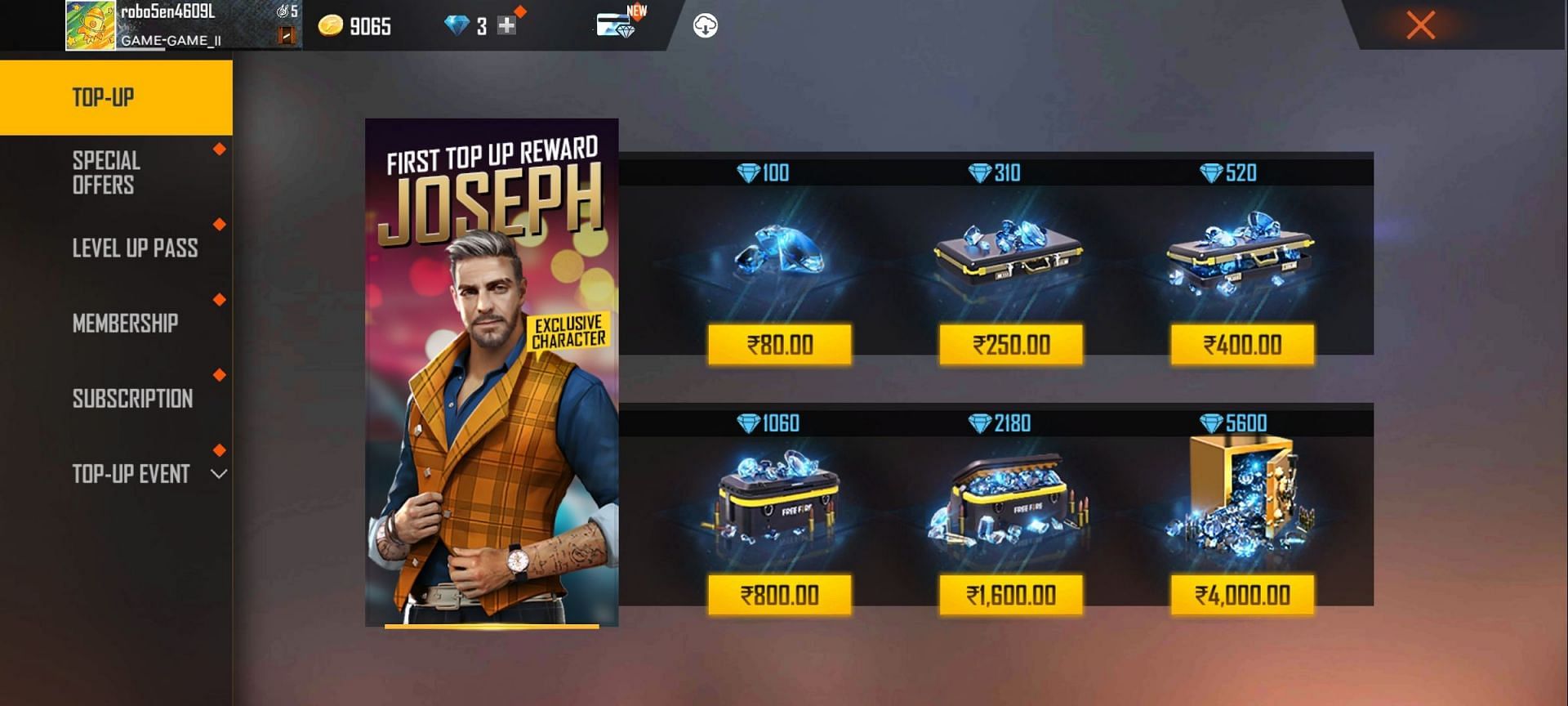 Players must choose the 520-diamond option to get the rewards (Image via Garena)