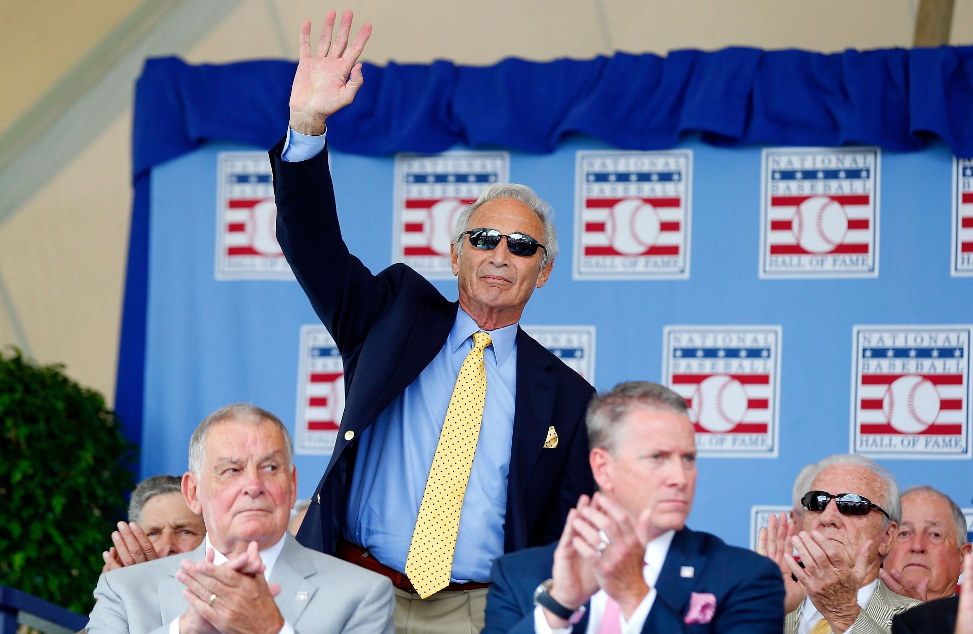 Hall of Famer Sandy Koufax is introduced during 2014's Baseball Hall of Fame induction ceremony