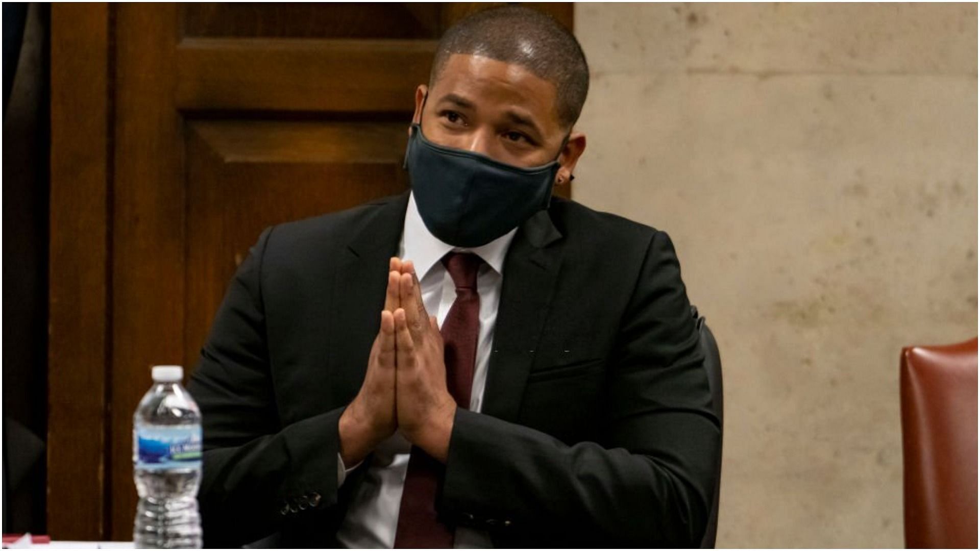 Jussie Smollett listens as his grandmother Molly testifies at his sentencing hearing (Image via Getty Images/Brian Cassella-Pool)