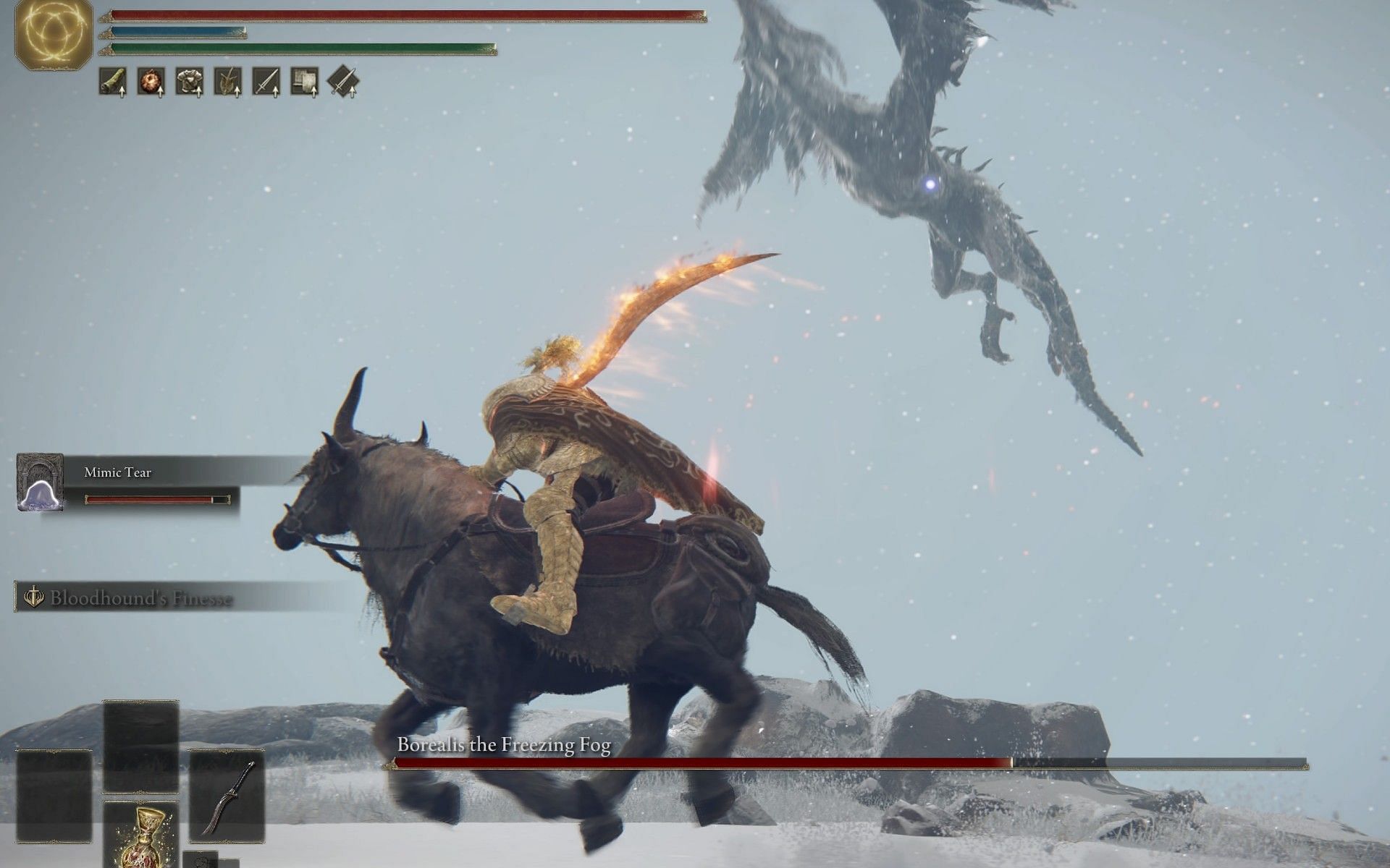 Evade the dragon and its ice attacks (Image via FromSoftware)