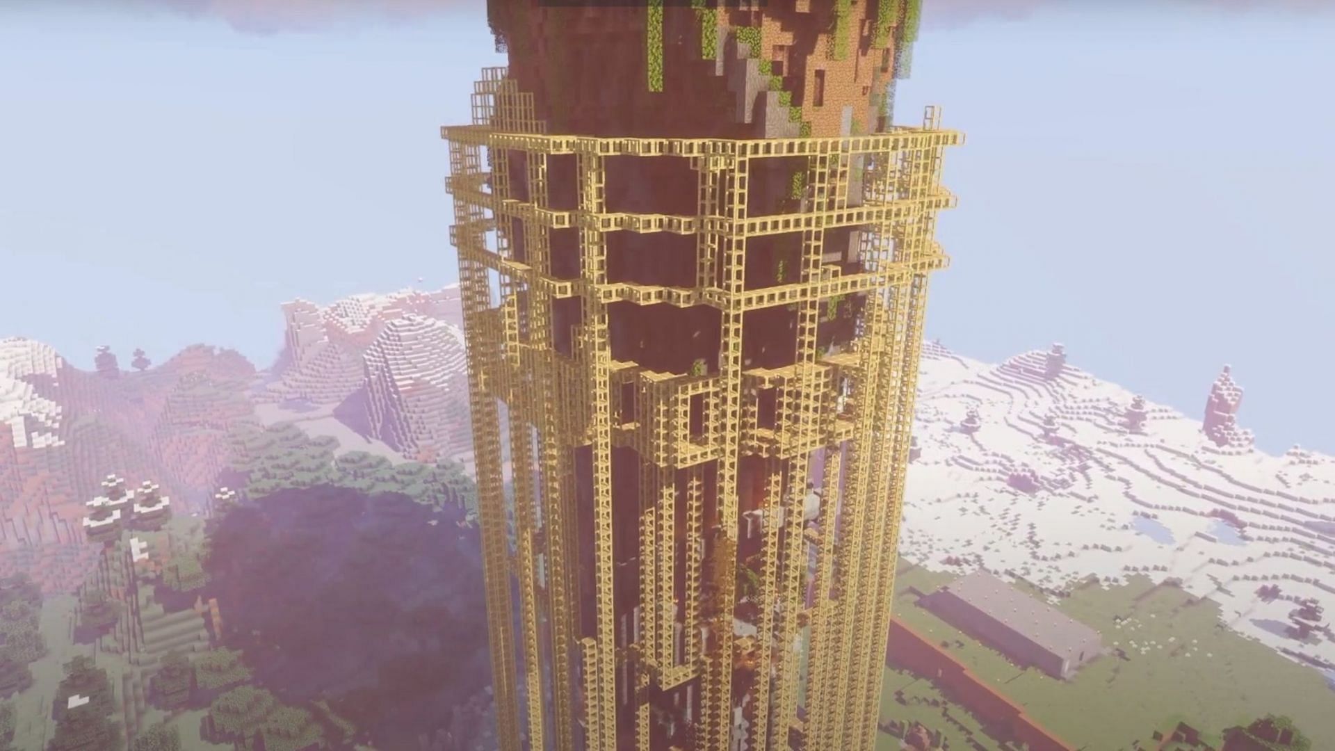 Scaffolding is primarily used for climbing tall structures (Image via Mojang)