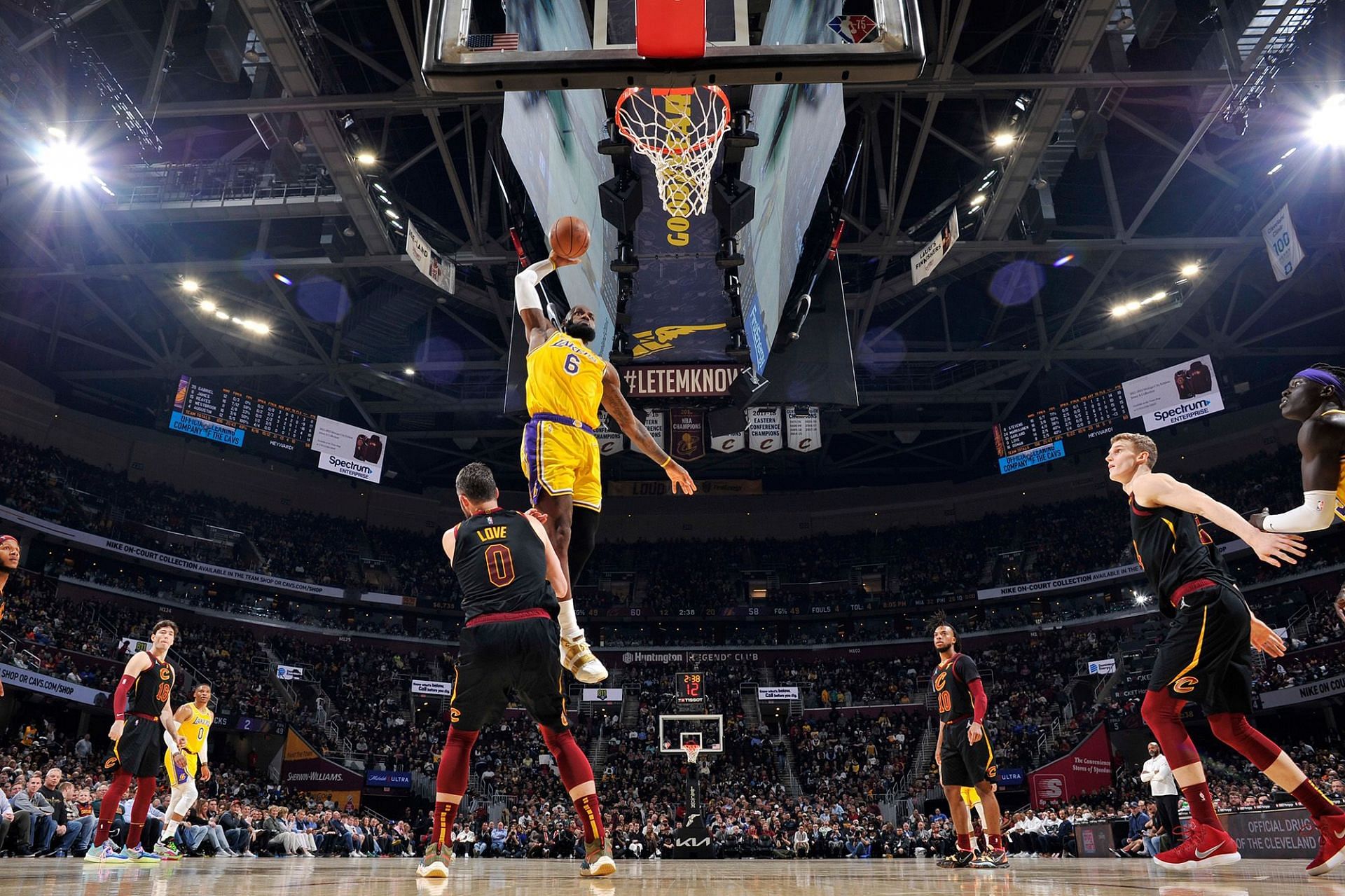 LeBron James dunking on Kevin Love. (Photo: The New York Post)