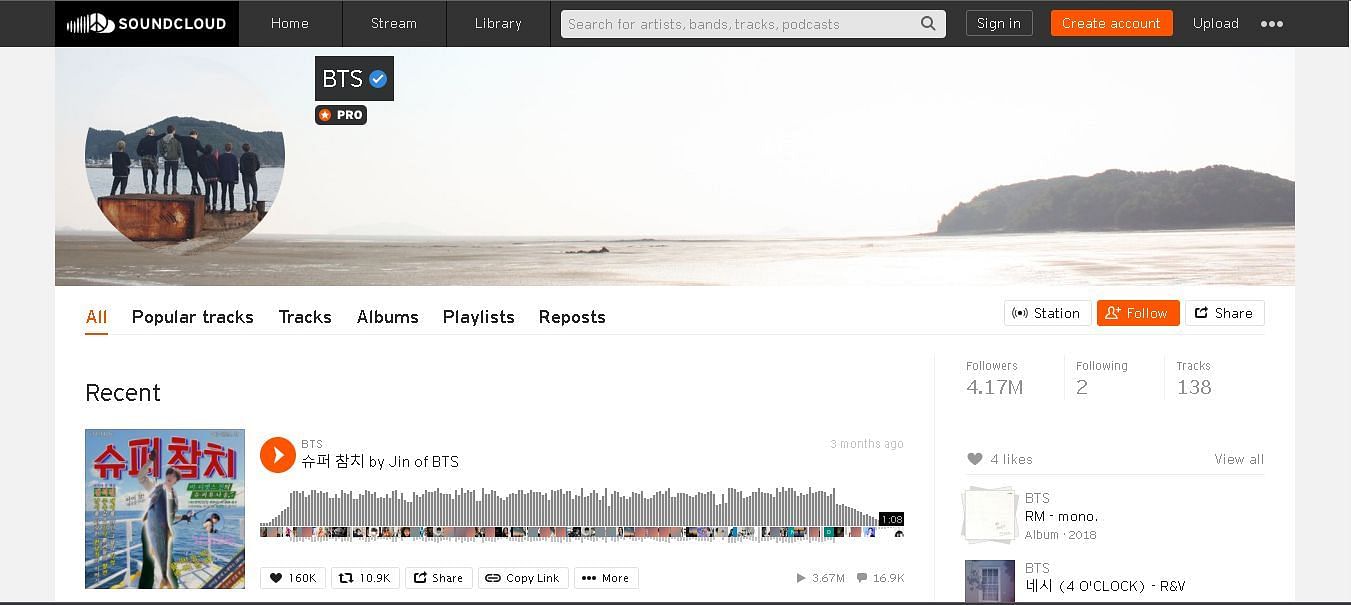 Soundcloud has old covers, and music only uploaded here (Image via Soundcloud)