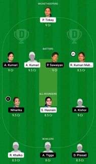 Dream11 Team for Dumka Daisies Women vs Ranchi Roses Women - Jharkhand Women’s T20 Trophy 2022.