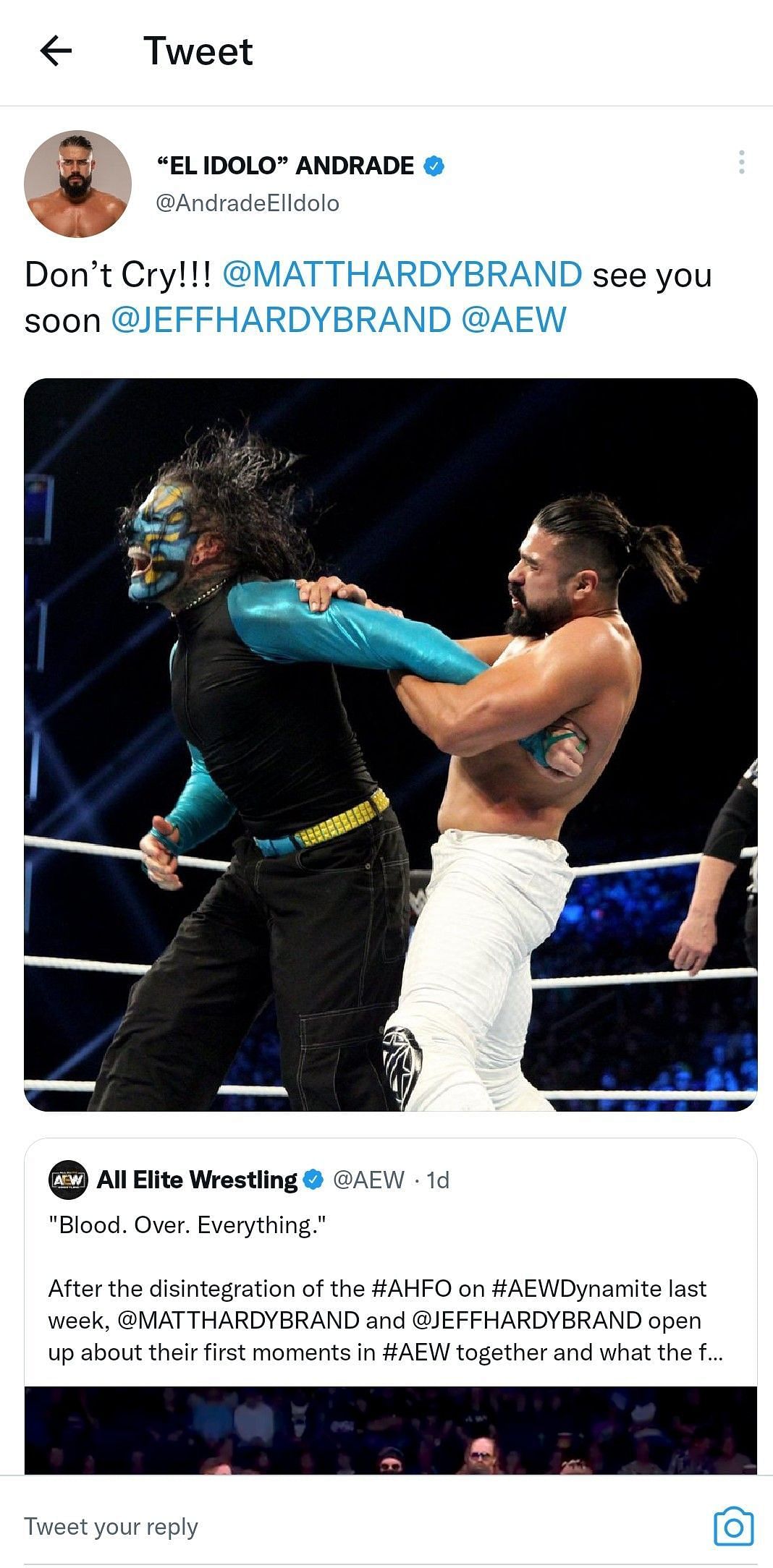 Jeff Hardy wrestled Andrade on SmackDown!