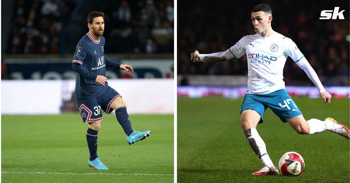 [L-to-R] Paris Saint-Germain forward Lionel Messi and Manchester City youngster Phil Foden.