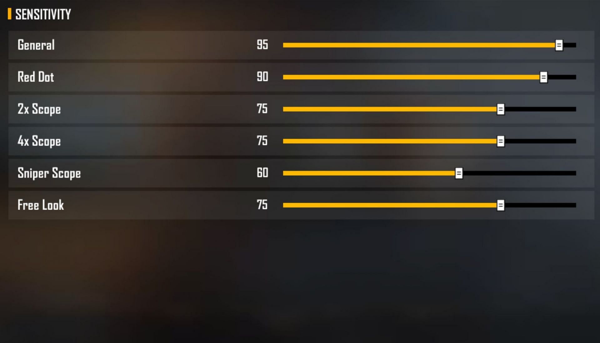 These are the settings that players can try out (Image via Garena)