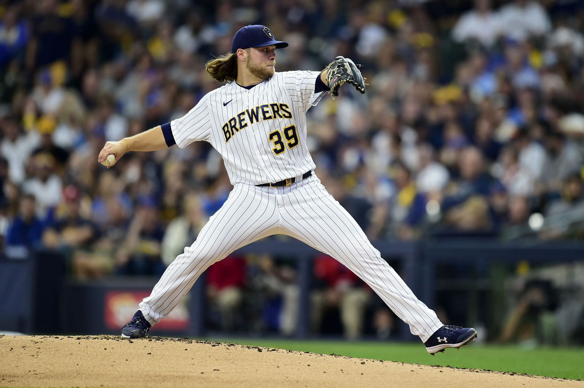 Corbin Burnes throwing heat from the mound