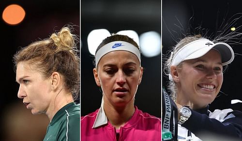 (L-R): Simona Halep, Petra Kvitova and Caroline Wozniacki 