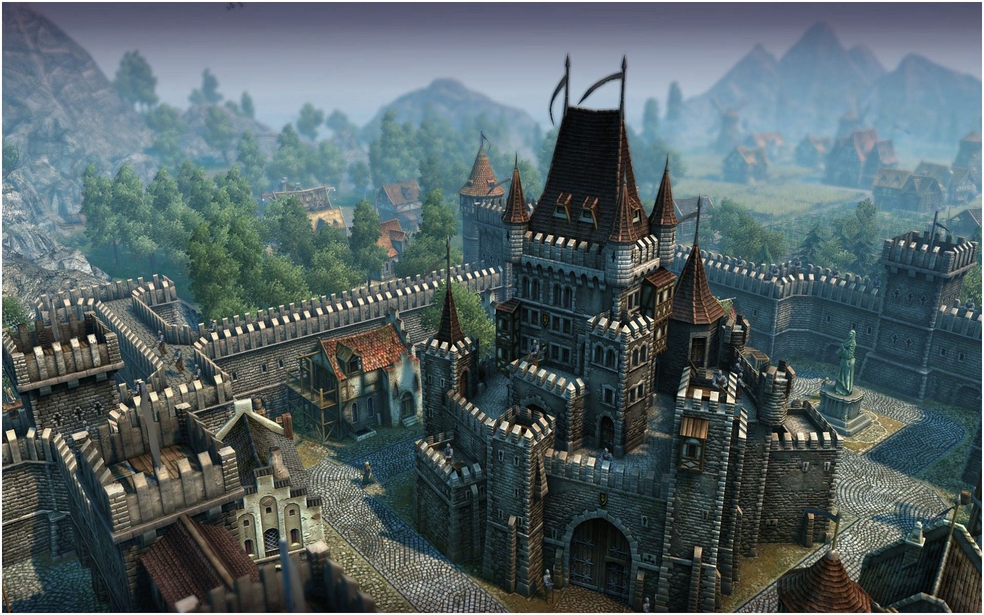 Castles are a popular choice for builders (Image via WallpaperAccess/Minecraft)