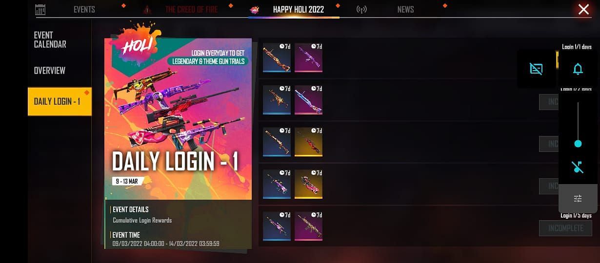 Today&#039;s login reward in Free Fire MAX (Image via Garena)