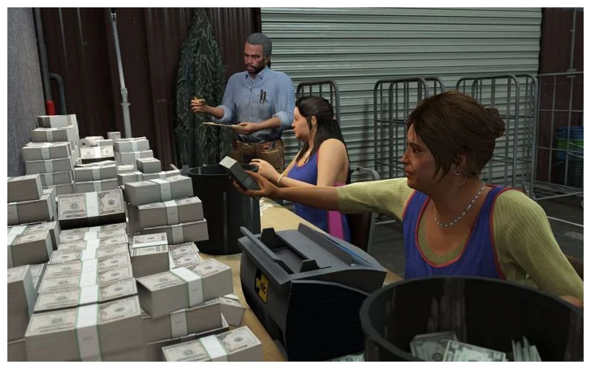 Stacking cash as GTA 5 Expanded &amp; Enhanced MC Businesses (Image via Sportskeeda)