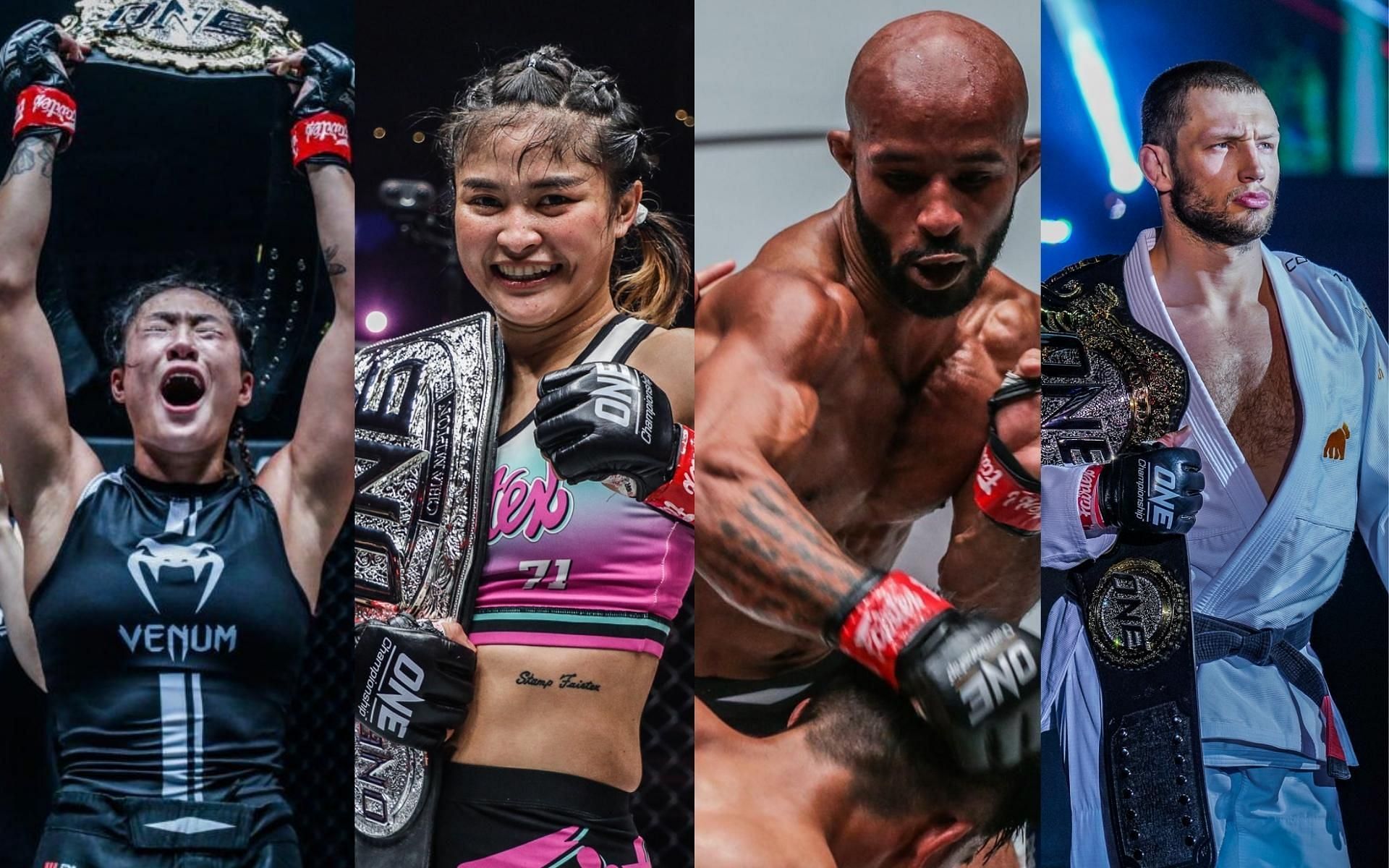 From left to right: Angela Lee, Stamp Fairtex, Demetrious Johnson and Reinier de Ridder are some of the big names attached to ONE X. (Images courtesy of ONE Championship)