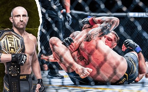 Alexander Volkanovski looks back at his UFC 266 clash against Brian Ortega [Image courtesy - Volkanovski (left) - ufc.com; Ortega and Volkanovski (right) - Getty]