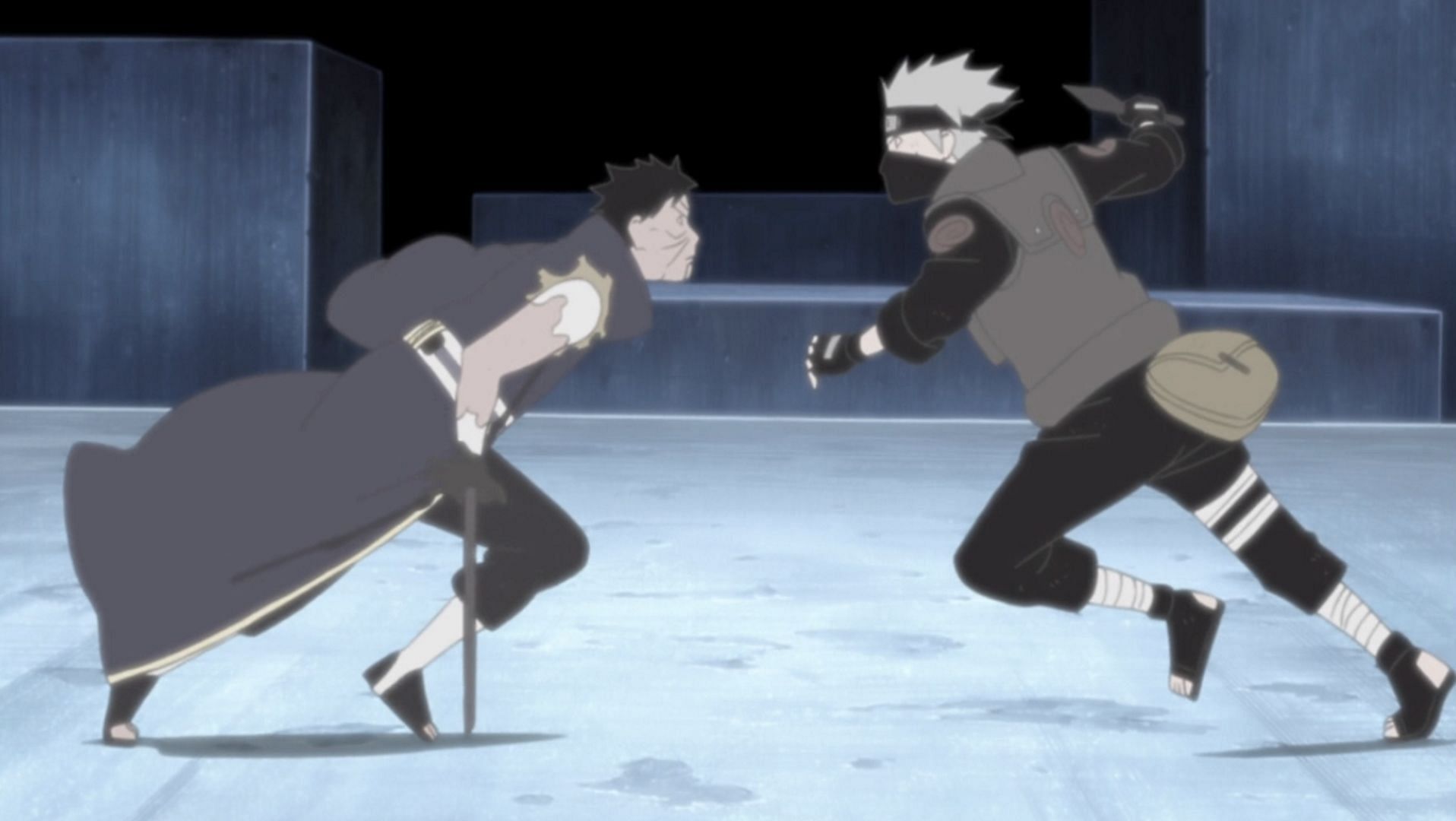 Obito and Kakashi fight in the Kamui dimension (Image via Studio Pierrot)